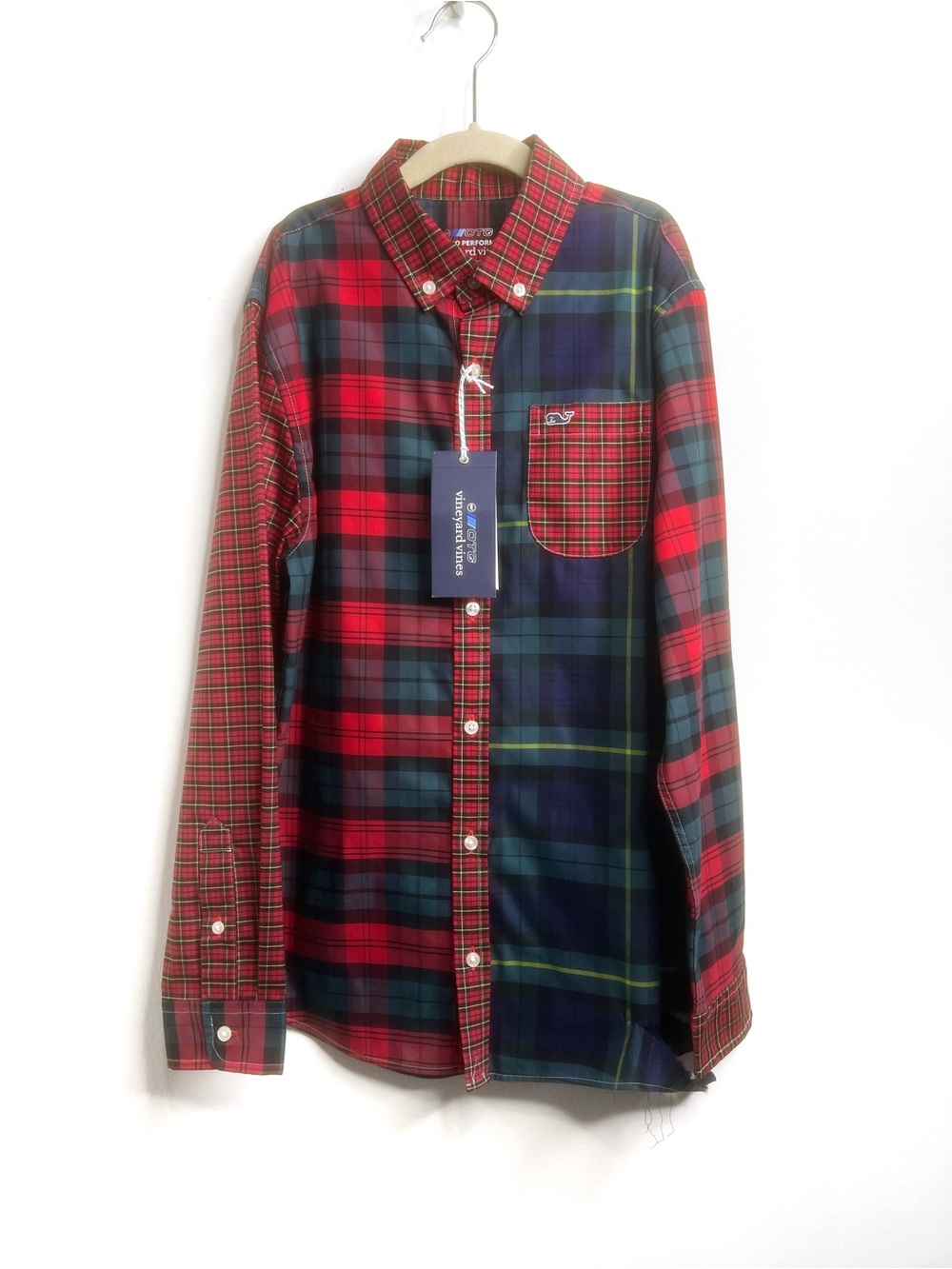 Vineyard Vines On-The-Go Performance Mixed Plaid Sz 12-14 Red Blue
